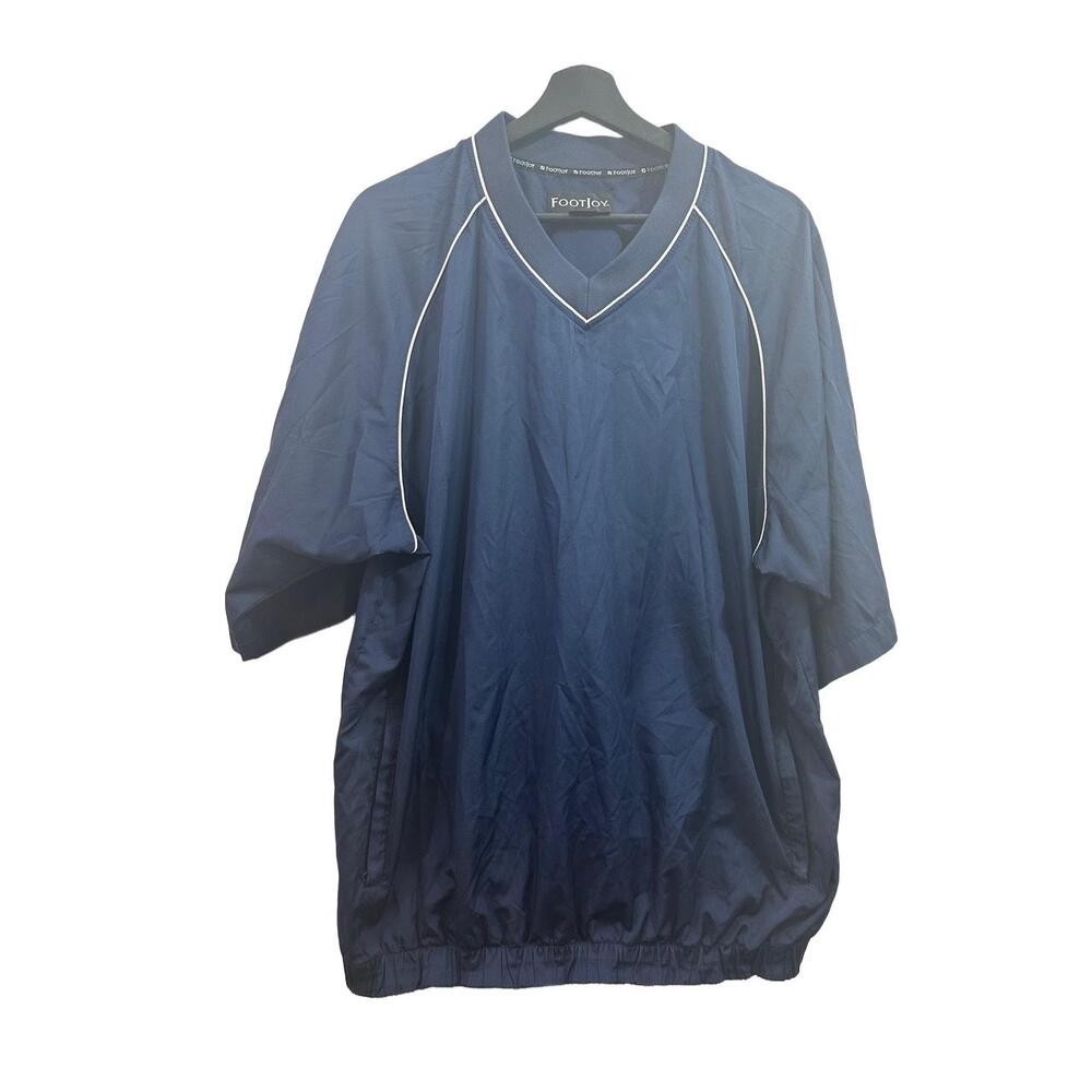 FootJoy Shirt Mens Size Large Navy V Neck Pullover Short Sleeve Elastic Pockets